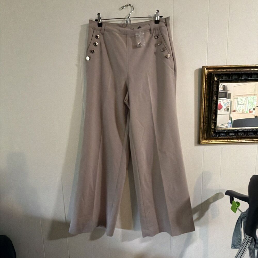 Lisa Rinna Collection Wide Leg Pants Womens Size 10 High Waist Retro